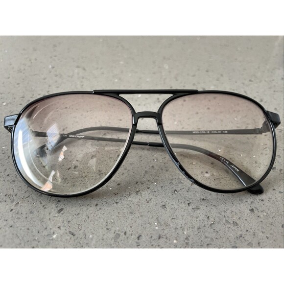 Marchon Japan MOD-CFG-18 COL.10 57-13-135 Black Aviator Eyeglasses Frames ONLY - Picture 1 of 11